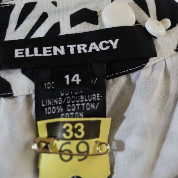 Ellen Tracy Black & White Mandala print Beaded Yoke Party Dress 14 - Picture 14 of 15